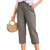 Damen bequeme Leinen-Hose mit elastischem Bund W&W