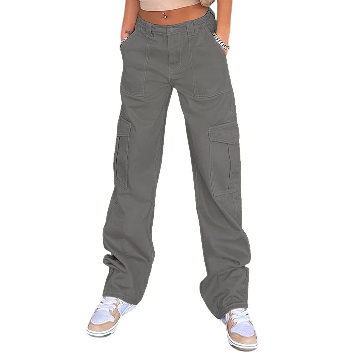 Damen Bequeme Cargo-Hose mit Funktionalen Seitentaschen WW