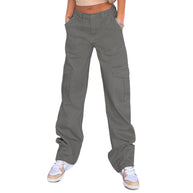 Damen Bequeme Cargo-Hose mit Funktionalen Seitentaschen WW