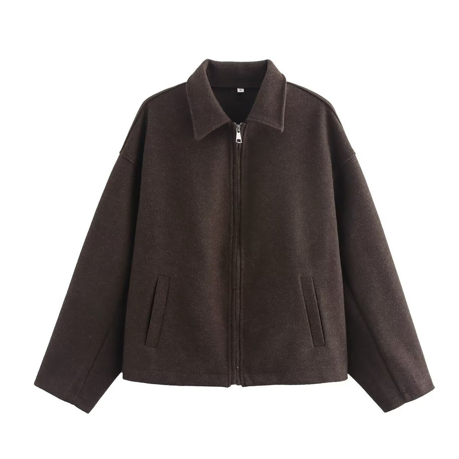 Damen bequeme Blousonjacke mit hohen Kragen und praktischen Taschen WW