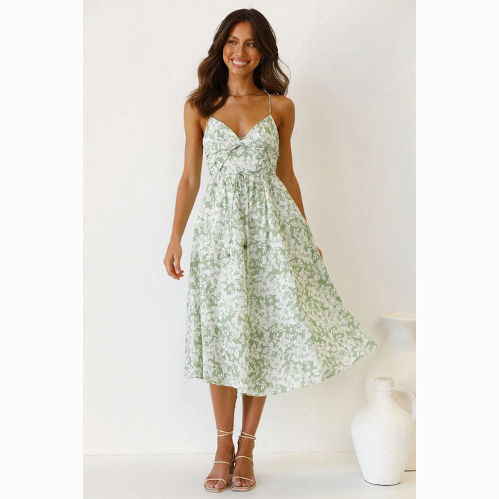 Damen Midikleid mit floralem Muster und verstellbaren Spaghettiträgern W&W Mode