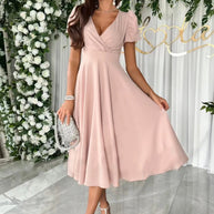 Damen A-Linien Kleid mit schickem Wickelausschnitt und eleganten Blenden WW