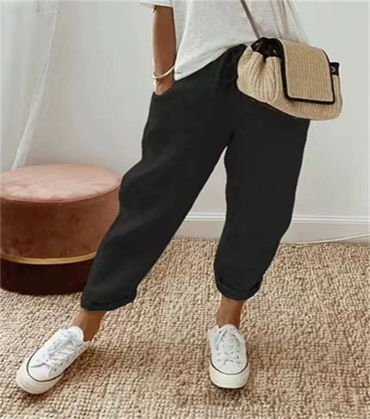 Damen Bequeme und lässige Chino-Hose mit elastischem Bund WW