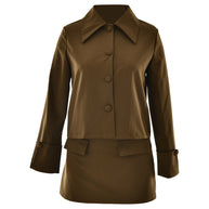 Damen Elegante Kurzjacke mit übergroßen Kragen und stilvollen Knopfdetails W&W