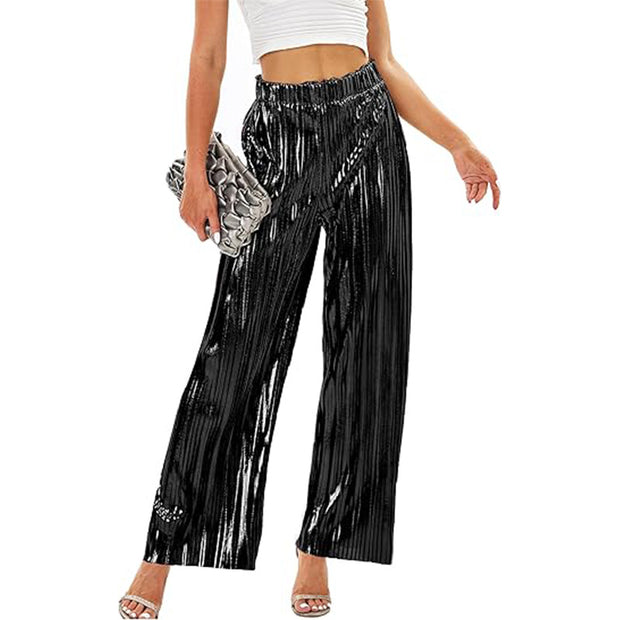 Damen Elegante Plisseehose mit elastischem Bund WW