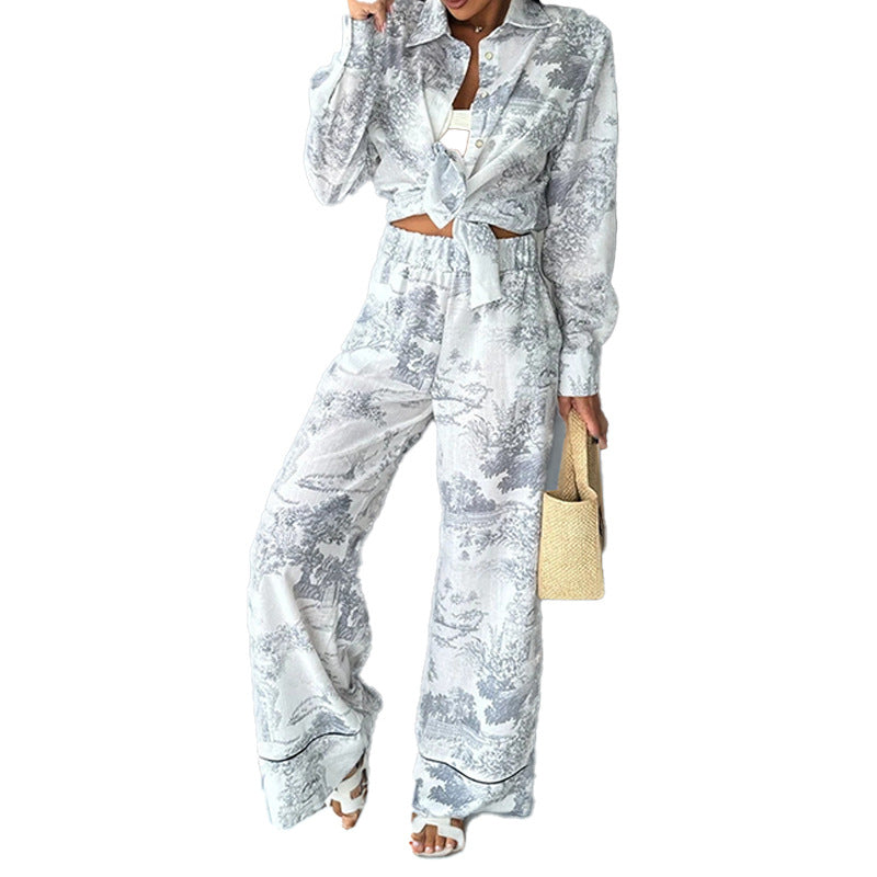 Damen Elegante und bequeme Pyjama-Anzug mit einzigartigem Floral-Design W&W Mode
