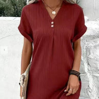 Damen lässiges Midi-Kleid mit Knopfdetails WW