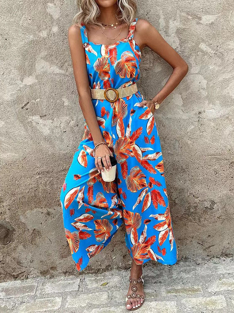 Damen Jumpsuit mit festlichem Blätterdesign W&W Mode