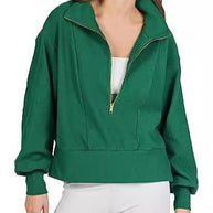 Damen Sportlicher Pullover mit Stehkragen und halbem Reißverschluss WW