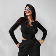 Damen Bequemes Lounge-Set mit Knopfleiste WW