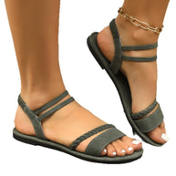 Damen Geflochtene Riemchensandalen mit feinem Fußbett und rutschfester Sohle WW
