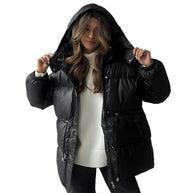 Damen Steppjacke mit verstellbarem Bund und Kapuze WW