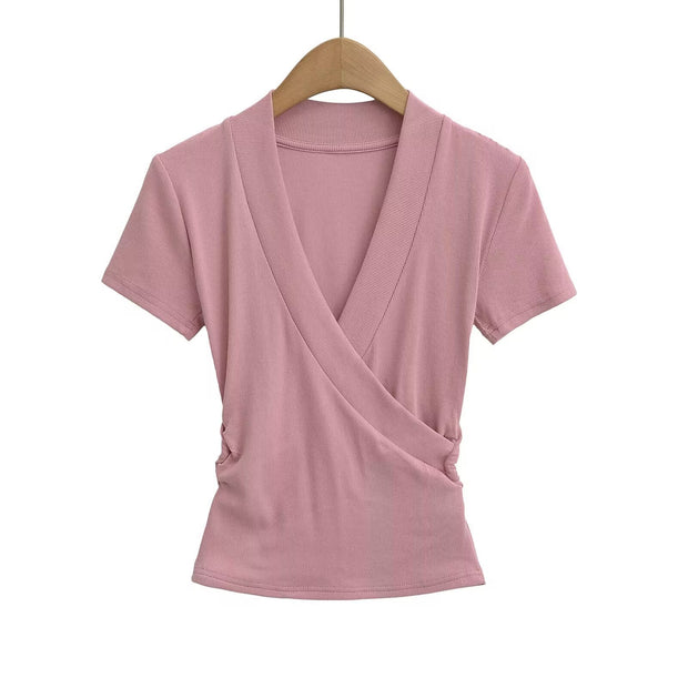 Damen Wickeloberteil mit elegantem V-Ausschnitt und figurumspielendem Schnitt WW