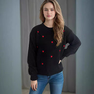 Damen Pullover mit verspieltem Herzdesign WW