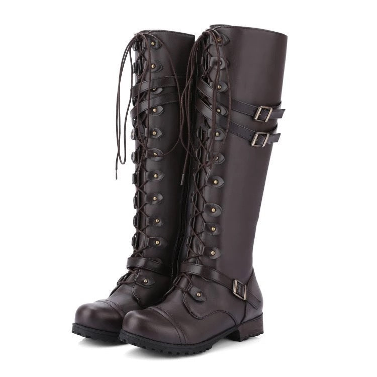 Retro Schnürstiefel mit Schnalle
