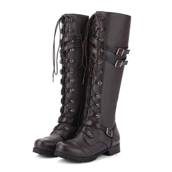 Retro Schnürstiefel mit Schnalle