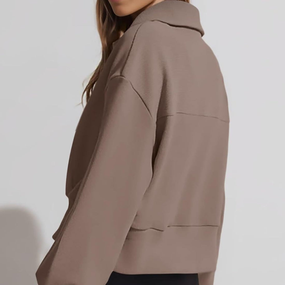 Damen sportlicher Zip-Pullover mit hohem Kragen WW