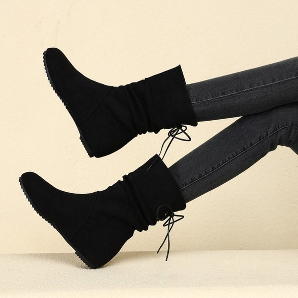 Damen Stiefeletten mit elastischen Falten und rutschfester Sohle W&W