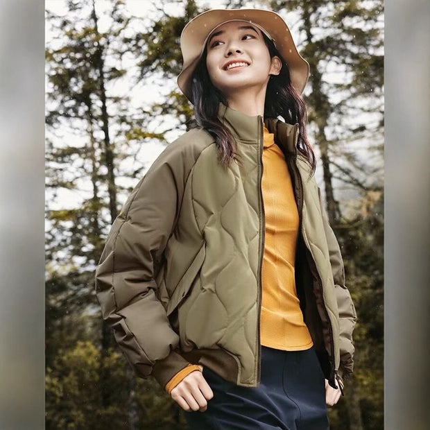 Damen Steppjacke im sportlichen Design mit hohem Kragen und elastischen Bündchen WW