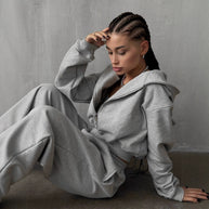 Damen Sportliches Sweatshirt-Set mit lässigem Schnitt und elastischem Bund WW