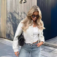 Damen Sportliche Oversize-Jacke mit Reißverschluss und voluminösen Ärmeln WW