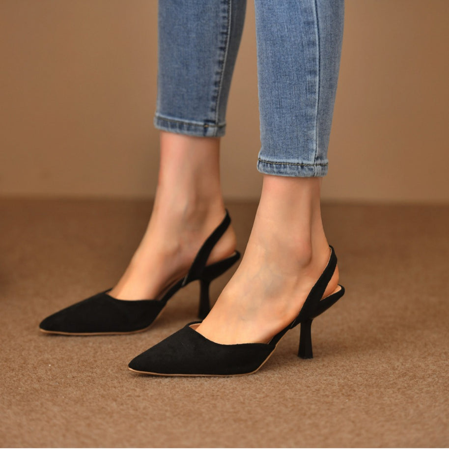 Damen Slingback-Pumps aus weichem Wildleder mit elegantem Spitzendesign und rutschfester Sohle WW