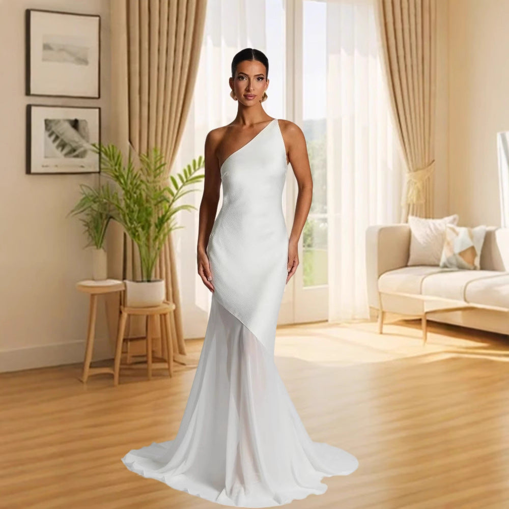 Damen asymmetrisches Abendkleid WW