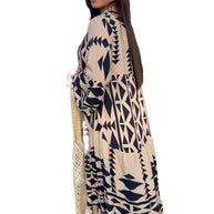 Damen Maxikleid mit geometrischem Muster und fließendem Schnitt WW