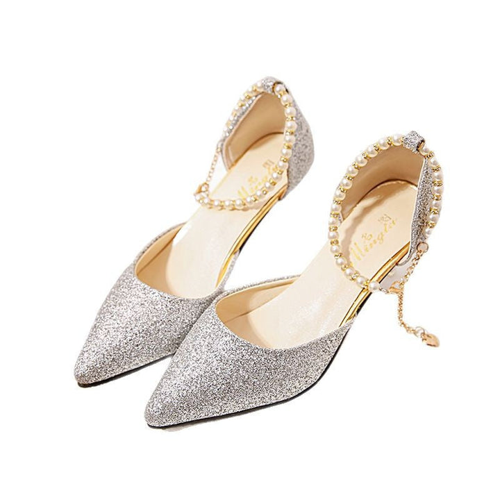 Damen Glitzernde Heels mit elegantem Perlenakzent und komfortablem Fußbett W&W Mode