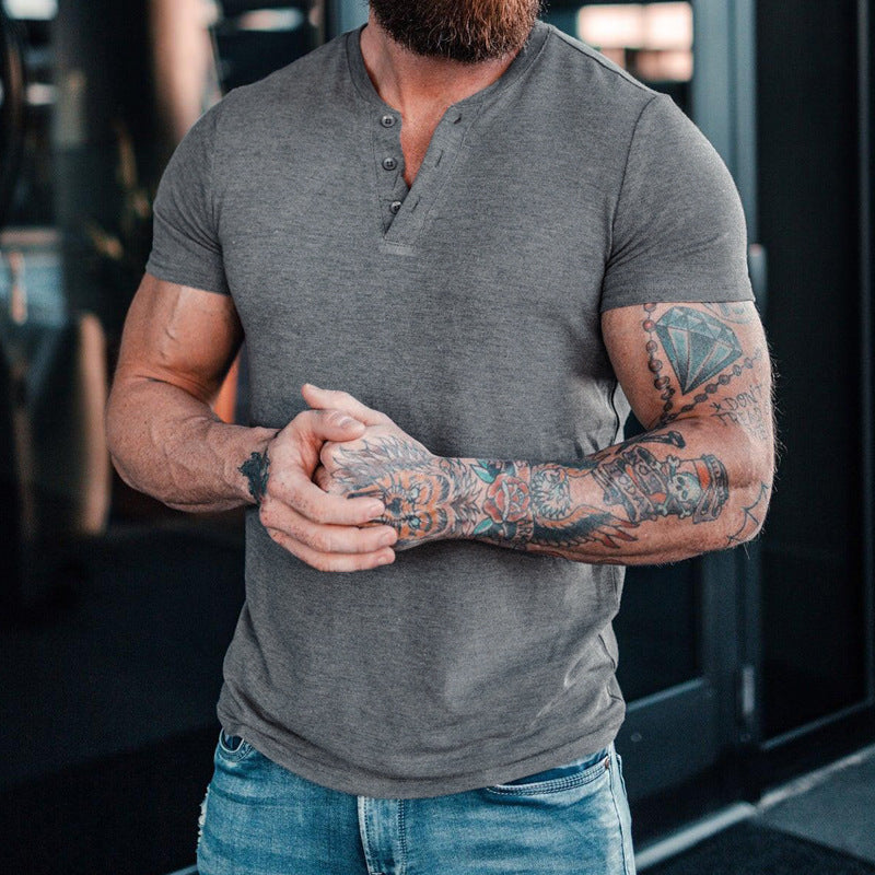 Herren modisches Kurzarmshirt mit klassischem Knopfleisten-Design WW