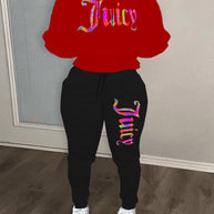 Damen sportliches Hoodie- und Jogginghose-Set mit einzigartigem grafischen Druck WW