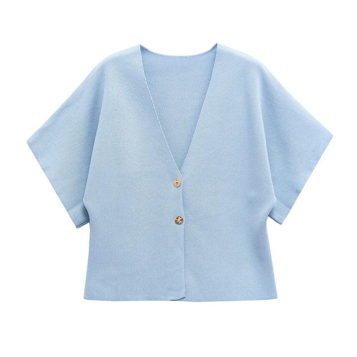 Damen leichte Strickjacke mit elegantem V-Ausschnitt und luxuriösen Knopfdetails W&W Mode