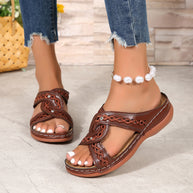 Damen bequeme und elegante Sandalen mit geflochtenen Riemen und gepolstertem Fußbett WW