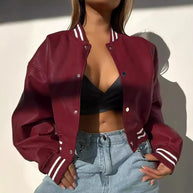 Damen Sportliche Collegejacke im modernen Design mit kontrastierenden Streifen WW