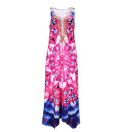 Damen Freizeit-Maxikleid mit buntem Batik-Design und eleganter Stickerei WW