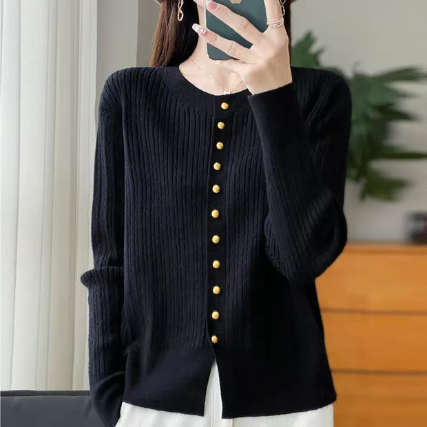 Damen Strickjacke mit goldenen Knöpfen WW