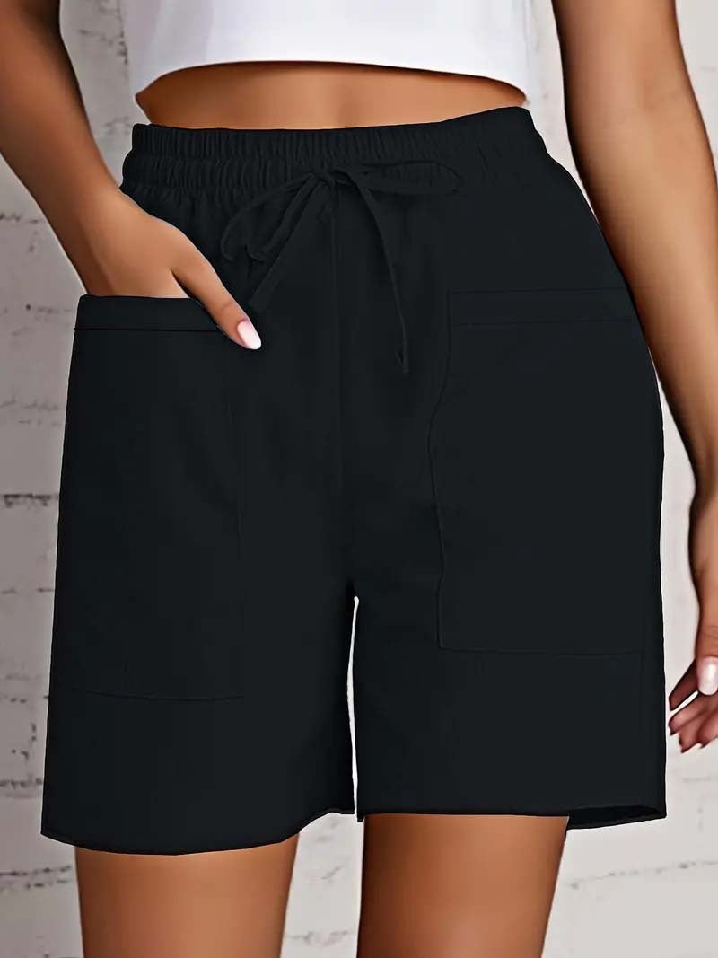 Damen entspannte Shorts mit breitem Gummibund und praktischen Taschen WW