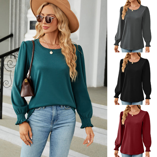 Damen Pullover mit Puffärmeln und elastischen Bündchen WW