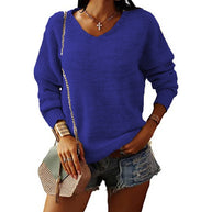 Damen Strickpullover mit V-Ausschnitt und lässiger Passform WW