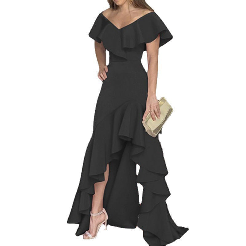 Damen Abendkleid mit asymmetrischem Rüschensaum WW
