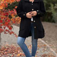 Damen gemütlicher Oversized-Mantel mit großen Taschen und Knopfdetails WW