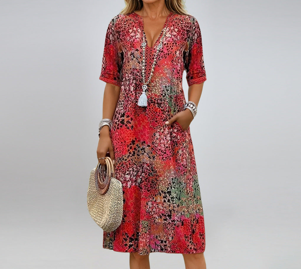 Damen bunt gemustertes Sommerkleid WW