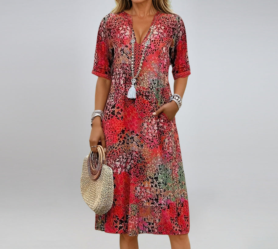 Damen bunt gemustertes Sommerkleid WW