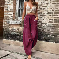 WW | Bequeme einfarbige Taschen Freizeit-Hosen