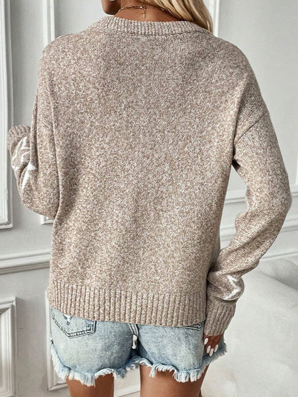 Damen Strickpullover mit Sternenmotiven und weitem Schnitt WW