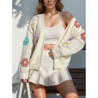 Damen Strickjacke mit floralen Applikationen WW