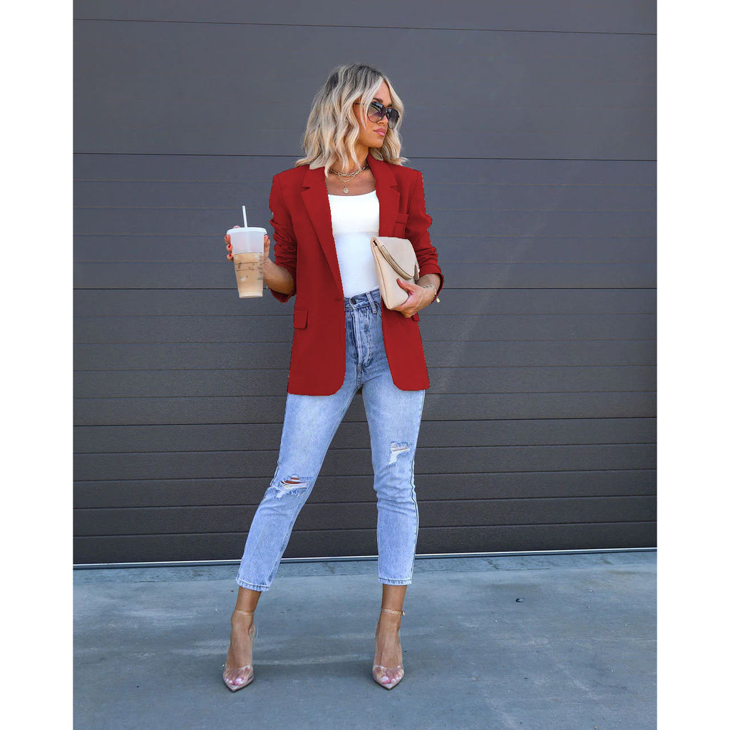 Damen Eleganter Blazer mit taillierter Passform und feinem Stoff WW
