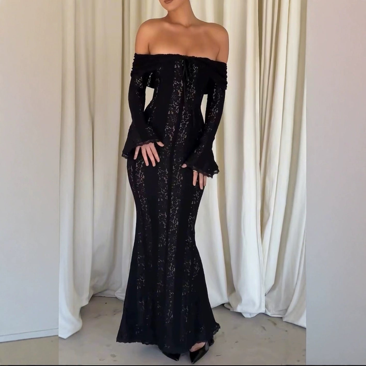 WW | Ausgestellter Ärmellanger Bodycon-Waist Dress