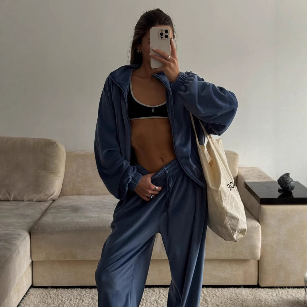 Damen Sportliche Fleece Loungewear-Anzug WW