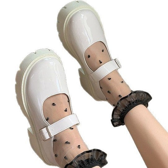 Damen Retro-Mary Jane Schuhe mit stabiler Plateausohle W&W Mode